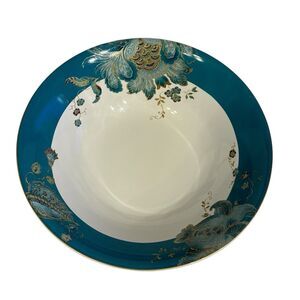 222 Fifth 10.5” Serving Bowl. Eliza W/ Teal Floral Pattern. Fine Porcelain China